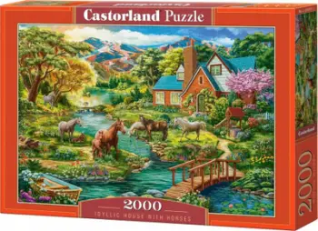 Puzzle 2000 pjesë Castorland C-200931-2, shtëpi rurale me kuaj, peizazh për të rritur