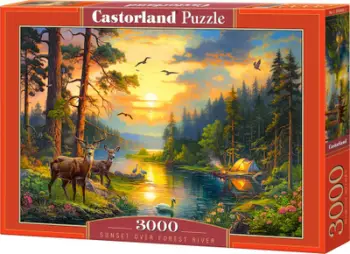 Puzzle Castorland Sunset Over Forest River, 3000 copa, shumëngjyrëshe