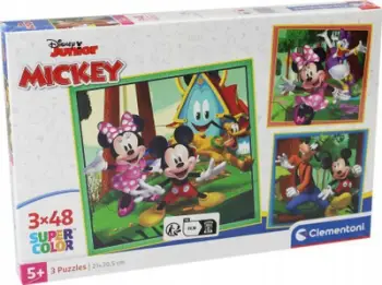 Puzzle Clementoni 3 në 1 Mickey Mouse Celebration, 3x48 copëza, shumëngjyrëshe