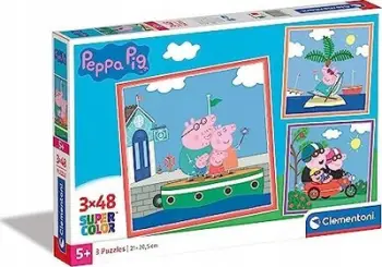 Puzzle Clementoni Peppa Pig, set me 3 puzzle, 48 copëza, shumëngjyrësh