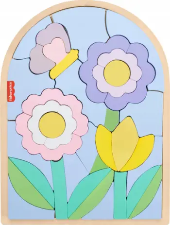 Puzzle druri me lule Fisher-Price Wooden Flower, 38 pjesë, për fëmijë parashkollorë, shumëngjyrësh