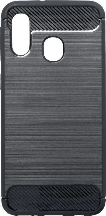 Mbështjellës telefoni Forcell Carbon për Samsung Galaxy A40, gomë mbrojtëse, i zi