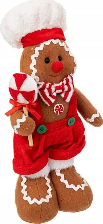 Figurë dekorative Krishtlindjesh Feeric Christmas Gingerbread Man, 36 cm, poliester, ngjyrë kafe