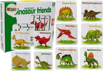Puzzle edukative Lean Sport Dinosaur Friends, 10 elemente, shumëngjyrëshe