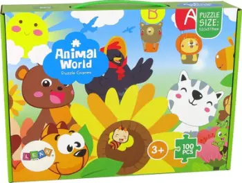 Puzzle për fëmijë Animal Jigsaw, 100 pjesë, 52 x 38 cm, shumëngjyrësh
