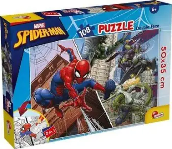 Puzzle Lisciani Marvel Spiderman DF Plus, 108 pjesë, me dy anë, shumëngjyrësh