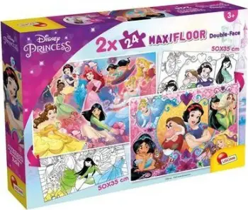 Puzzle dyshemeje Lisciani Disney Maxifloor Princess, 2 x 24 pjesë, për fëmijë 3+