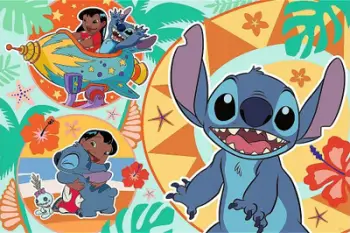 Puzzle maxi Trefl Lilo and Stitch Happy Day, 24 pjesë, 60x40 cm, shumëngjyrësh