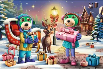 Puzzle maxi TREFL Winter Time Treflik Family, 24 copa, shumë i madh, shumëngjyrësh