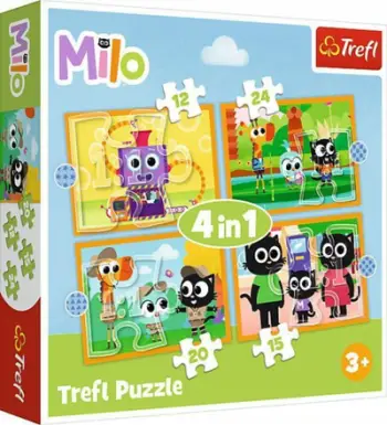 Puzzle Trefl Milo 4 në 1, 24 copë, për fëmijë