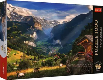 Puzzle Trefl Premium Plus Photo Odyssey, 1000 pjesë, 27 x 19", Lugina Lauterbrunnen Zvicër