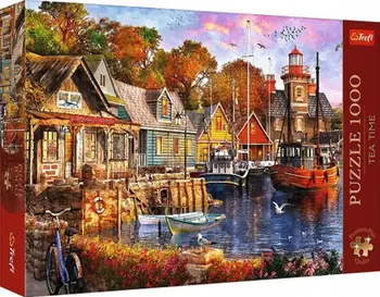 Puzzle Trefl Premium Plus Seaside Harbour, 1000 copë, peizazh bregdetar, shumëngjyrësh