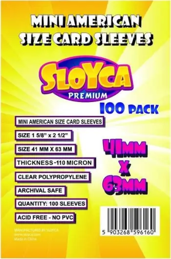 Mbështjellëse letra loje Sloyca Mini American Premium, 41x63mm, 100 copë, transparente