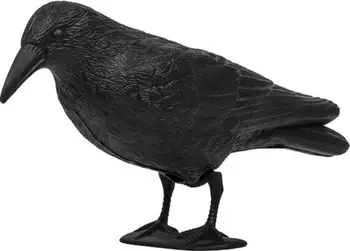 Statujë zmbrapse zogjsh Garden Raven, plastike rezistente, për kopsht, e zezë