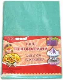 Felt dekorativ Penword, 20x30 cm, set 10 fletë, ngjyrë turquoise