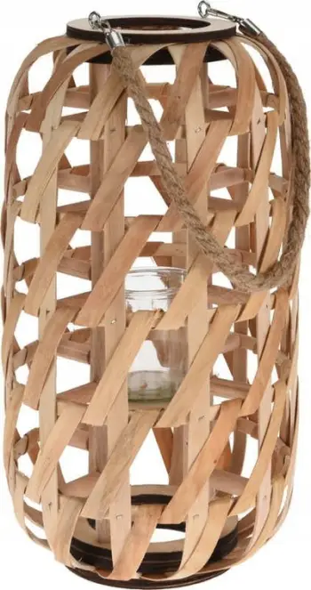 Fener dekorativ PROGARDEN Wooden Candle Lantern KO-435103000, 39 cm, dru natyral