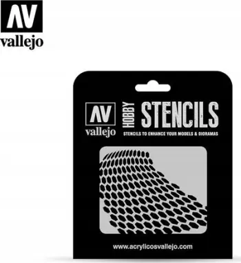 Stencile Vallejo Distorted Honeycomb STSF003, motiv huall mjalti, plastike, transparente