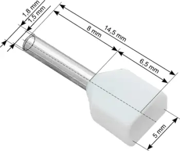 Ferrulë izoluese 2x0.5 mm², gjatësi 8 mm, e bardhë, 100 copë