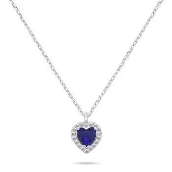 Qafore Brilio Silver me Zemër Argjendi me Zirkon Blu NCL158WB
