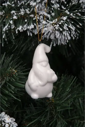 Figurë dekorative Saska Garden Christmas Ceramic Santa Claus Bauble, 7.8 cm, qeramikë, gri e gjelbër dhe e bardhë