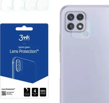 Mbrojtës xhami për kamera 3MK Hybrid Glass, Samsung Galaxy A22 5G, set 4 copë, transparent