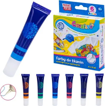 Boja tekstili Astra Creativo, set 6x15ml, shumëngjyrëshe