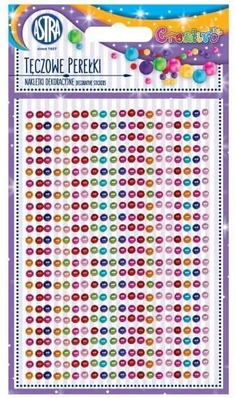 Stikerë dekorativë Astra Rainbow Pearls, perlë shumëngjyrëshe, vetëngjitës