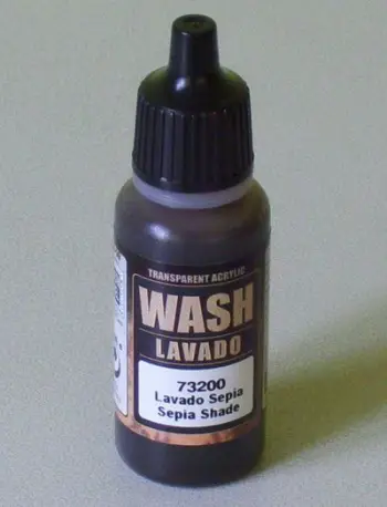 Bojë akrilike Vallejo Game Color 73200 Sepia Wash, 17ml, kafe e errët