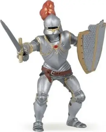 Figurë kalorësi Papo Knight in Armour with Red Feather, plastike, 15cm, shumëngjyrëshe