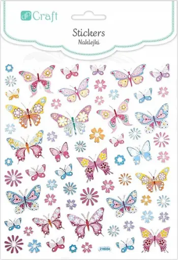 Sticker Dalprint Butterflies And Flowers, set dekorativ, shumëngjyrësh