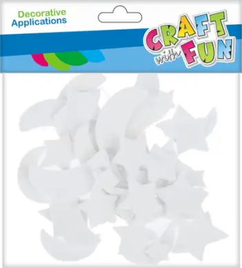 Sticker dekorativ Craft with Fun CF, yje dhe hëna fluo, vetëngjitës, 40 copë