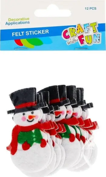 Stikerë dekorativë prej filci Craft with Fun, vetëngjitës, formë dëboramani, 12 copë