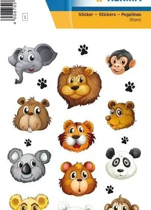 Sticker Herma Animal Faces 15397, vetëngjitës dekorativ, shumëngjyrësh