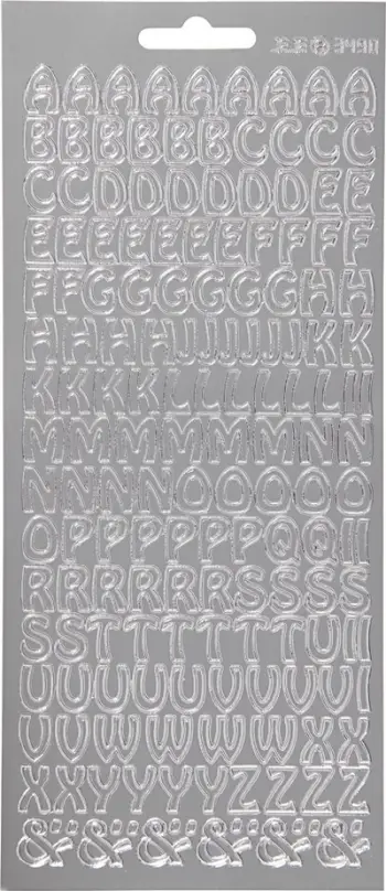 Sticker letra argjendi Focus Design 2, fletë dekorative, pa acid