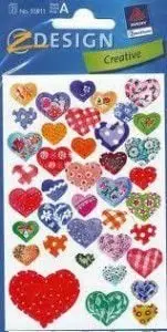 Sticker letre Avery Zweckform Paper Stickers, zemra me shkëlqim, shumëngjyrëshe, 106716