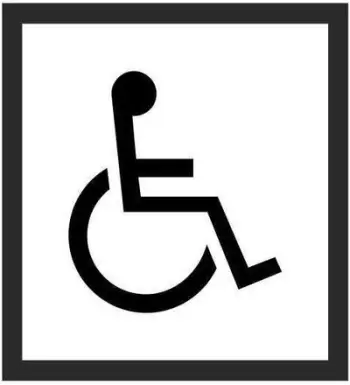 Stiker tualeti për persona me aftësi të kufizuara V, 13 x 13 cm, plastikë, i bardhë