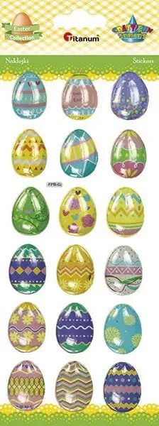 Stikerë dekorativ Titanum Convex Easter Eggs, 22x30mm, set 18 copë, shumëngjyrësh