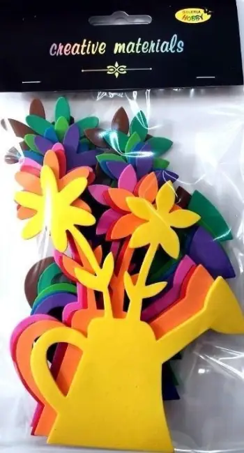 Stickerë shkumëze Galeria Hobby Foam Flowers in a Watering Can, set 9 copë, 9.5 x 12 cm, shumëngjyrësh