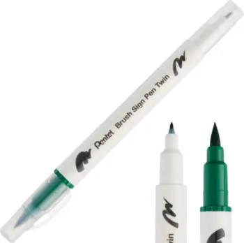 Stilolaps brush Pentel Sign Pen Twin Tip SESW30C, majë e dyfishtë, i gjelbër