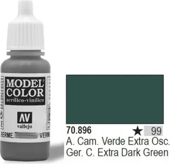 Bojë akrilike Vallejo Model Color German Cam Extra Dark Green, 17ml, mat, jeshile shumë e errët