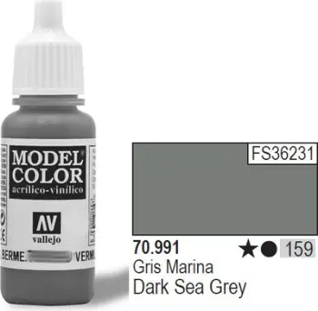 Bojë akrilike Vallejo Model Color Dark Sea Grey, 17ml, gri e errët