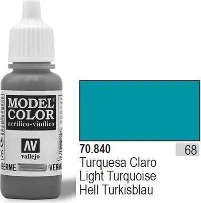 Bojë akrilike Vallejo Model Color Light Turquoise, 17ml, mat, ngjyrë smeraldi e çelët - 1