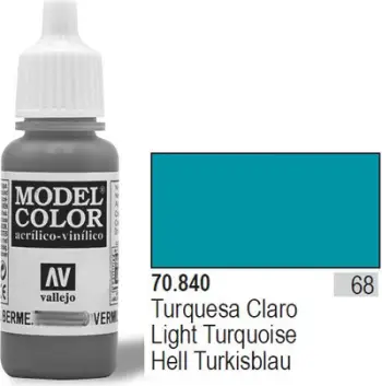 Bojë akrilike Vallejo Model Color Light Turquoise, 17ml, mat, ngjyrë smeraldi e çelët