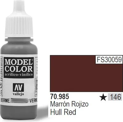 Bojë akrilike Vallejo Model Color Hull Red, 17ml, mat, e kuqe e errët - 1