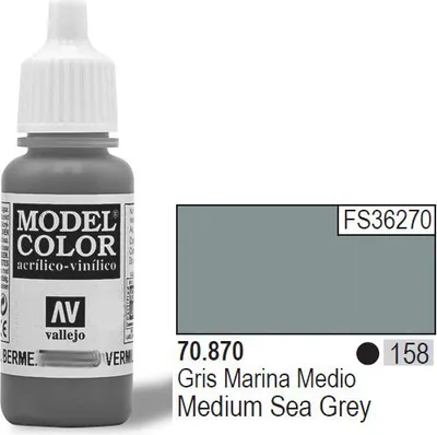 Bojë akrilike Vallejo Model Color Medium Sea Grey, 17ml, gri mesatare - 1