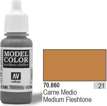 Bojë akrilike Vallejo Model Color Medium Fleshtone, 17ml, mat, ngjyrë lëkure mesatare