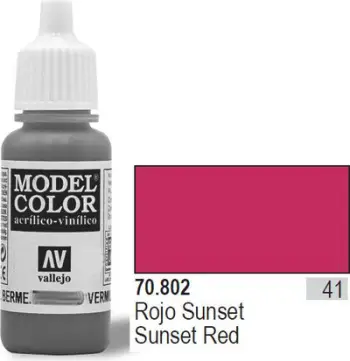 Bojë akrilike Vallejo Model Color Sunset Red, 17ml, mat, e kuqe