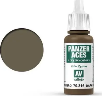 Bojë akrilike Vallejo Panzer Aces VLJ70316, Dark Mud, kafe e errët