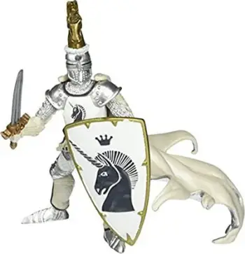 Figurë Papo Weapon Master Unicorn, 10 cm, plastik, e bardhë / e argjendtë