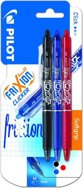 Stilolaps rollerball Pilot Frixion Clicker, 0.7mm, i fshirshëm, set 3 copë